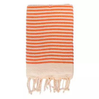 Пляжное полотенце Fouta из чистого хлопка с широкими полосками - Alma Lisola, цвет Arancione