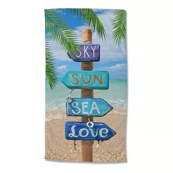 Пляжное полотенце Good morning Happy Place, 100x2x180 см, синий