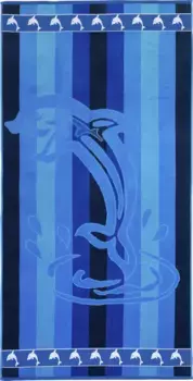 Пляжное полотенце Gzze "Дельфин", (1 шт.), банное полотенце, современные полосы и мотив дельфина, чистый хлопок 90х180 см (1 шт.), синий