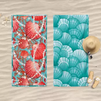Пляжное полотенце из микрофибры с двойным принтом - Таити Daunex, цвет Conchiglie