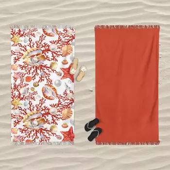 Пляжное полотенце из микрогубки с двойным принтом - Aruba Daunex, цвет Arancio