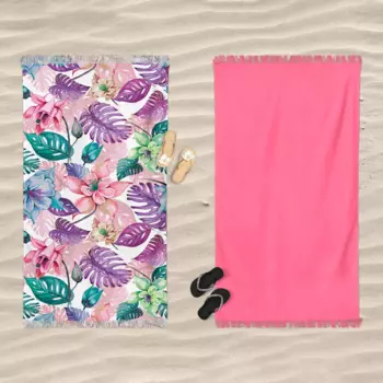 Пляжное полотенце из микрогубки с двойным принтом - Dafne Daunex, цвет Foliage