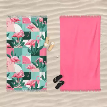 Пляжное полотенце из микрогубки с двусторонним принтом - конфеты Daunex, цвет Flamingo