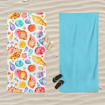 Пляжное полотенце из микровелюра с двусторонним принтом - Канны Daunex, цвет Coralli