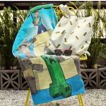 Пляжное полотенце Minecraft, синий