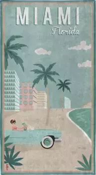 Пляжное полотенце "Морской конек" "Майами", (1 шт.), с принтом "Майами-Бич" Seahorse 90х170 см (1 шт.), цвет mint