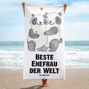 Пляжное полотенце Mr. & Mrs. Panda, белый