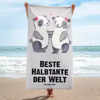 Пляжное полотенце Mr. & Mrs. Panda, серый
