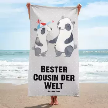 Пляжное полотенце Mr. & Mrs. Panda, серый