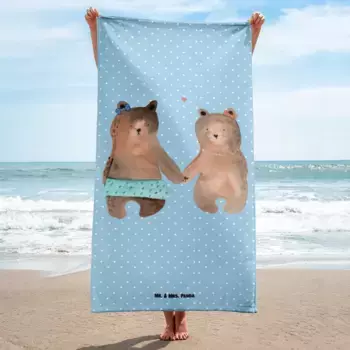 Пляжное полотенце Mr. & Mrs. Panda, синий