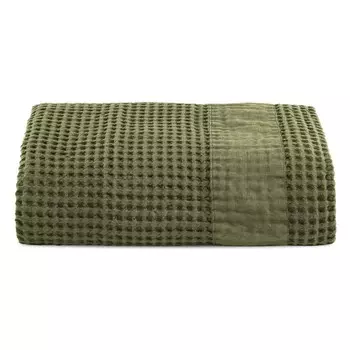 Пляжное полотенце XL из льна с воланами из чистого хлопка с сотами - Палау Lisola, цвет Verde Bosco