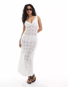 Пляжное трикотажное платье Brave Soul белого цвета