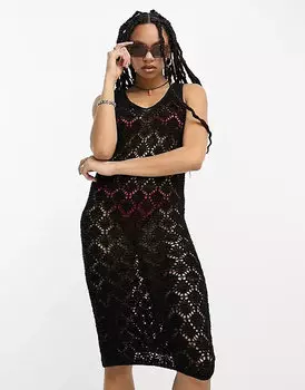 Пляжное вязаное платье Asos Design, черный