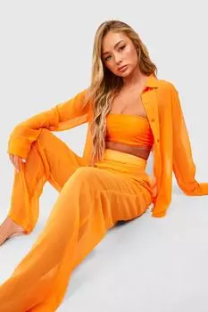 Пляжные брюки essentials из шифона Boohoo, оранжевый