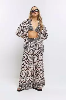 Пляжные брюки икат-палаццо River Island, бежевый