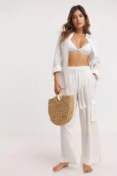 Пляжные брюки из марлевой ткани Simply Be, белый