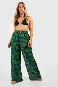 Пляжные брюки plus из рафии с пряжками Boohoo, черный