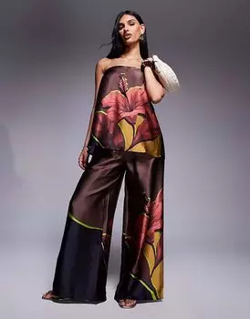 Пляжные брюки с принтом River Island коричневого цвета