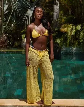 Пляжные брюки South Beach с кружевом желтого цвета