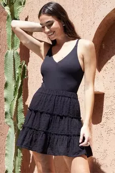 Пляжные мини-юбки с вышивкой Broderie Threadbare, черный