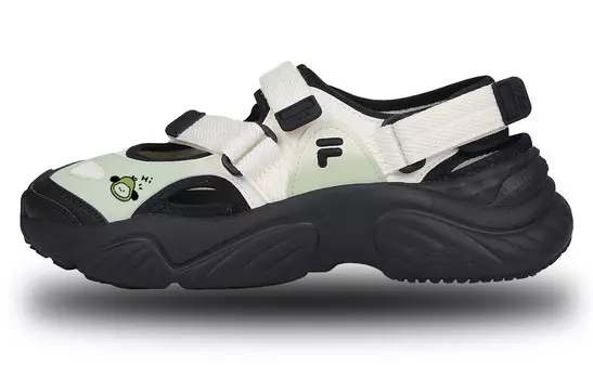 Пляжные сандалии Conch женские, цвет черный/белый/зеленый Fila Fusion