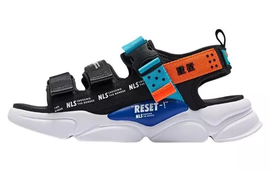 Пляжные сандалии мужские черно-оранжево-синий Qiaodan