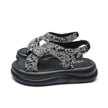 Пляжные сандалии женские черный/бежевый Deerway