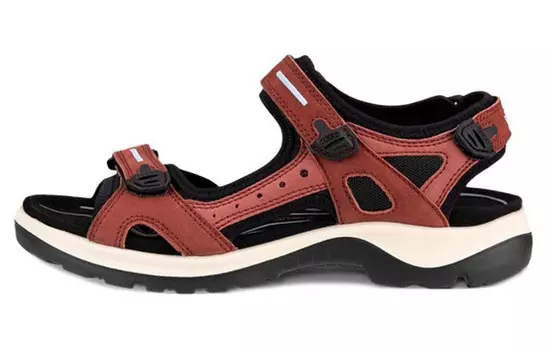 Пляжные сандалии женские красные черные Ecco