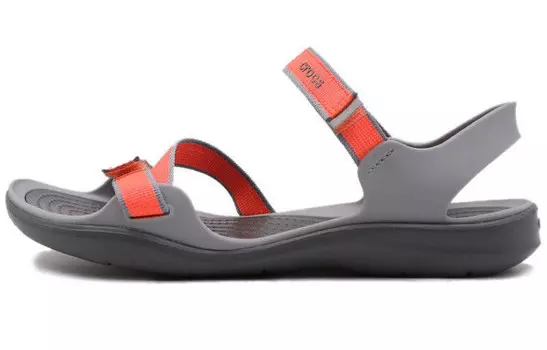 Пляжные сандалии женские Ярко-коралловые/светло-серые Crocs