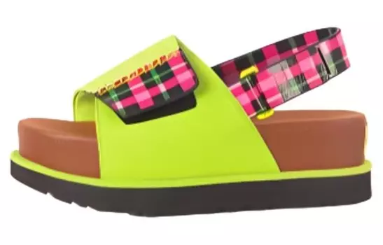 Пляжные сандалии женские зеленые/коричневые/бежевые/темно-резиновые Ugg