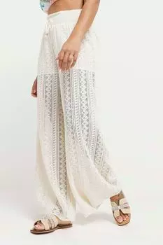 Пляжные широкие брюки крючком River Island, бежевый