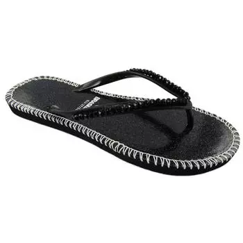 Пляжные шлепанцы черного цвета на резиновой подошве. BRASILERAS, черный черный