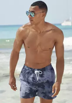 Пляжные шорты для плавания "Мат" с модным принтом в виде батика Venice Beach, синий