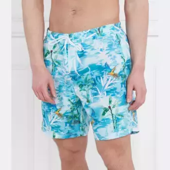 Пляжные шорты для плавания среднего размера Hawaii, стандартного кроя Guess, синий