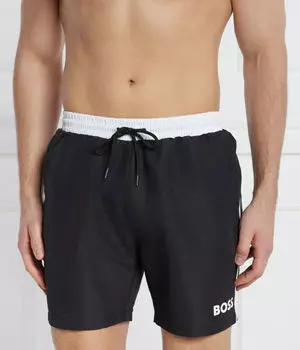Пляжные шорты мужские Boss Bodywear с контрастной резинкой, черный