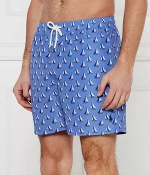 Пляжные шорты мужские Polo Ralph Lauren с морским принтом, синий