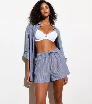 Пляжные шорты на шнурке с синей полоской New Look, синий