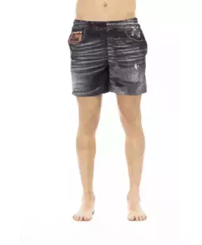 Пляжные шорты с принтом и боковыми карманами Just Cavalli, черный