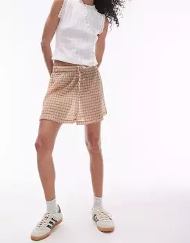 Пляжные шорты Topshop в жатую клетку