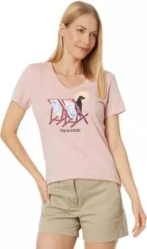 Пляжные стулья для собак Tie-Dye с коротким рукавом Crusher-Lite Vee Life is Good, цвет Himalayan Pink