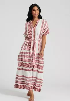 Пляжный аксессуар Jacquard Tie Waist Midi South Beach, бордовый