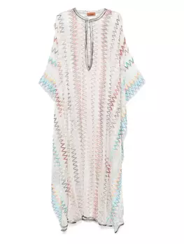 Пляжный кафтан Missoni ажурной вязки, нейтральный