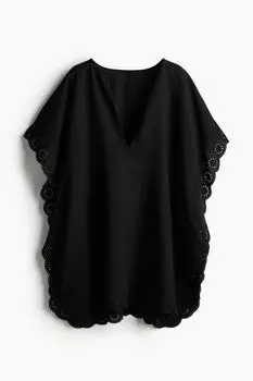 Пляжный кафтан с английской вышивкой H&M, черный