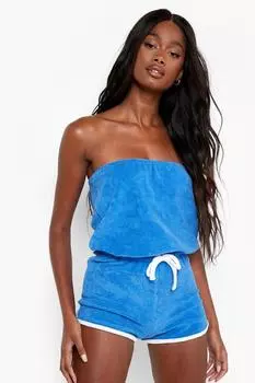 Пляжный комбинезон-бандо с контрастным полотенцем boohoo, синий