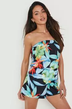 Пляжный комбинезон из тропического джерси Boohoo, черный