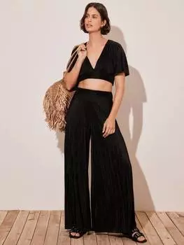 Пляжный комплект из плиссированного топа и брюк Mint Velvet, черный