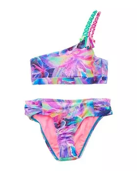 Пляжный плетеный комплект бикини на одно плечо Lingo из 2 предметов Beach Lingo, фиолетовый