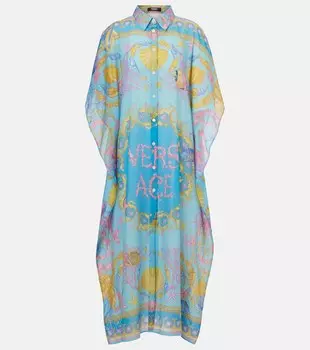 Пляжный саронг из хлопка и шелка Underwater Barocco Versace, Azur+Multicolor
