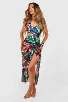 Пляжный саронг с тропическим узлом boohoo, розовый