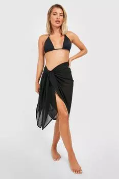 Пляжный саронг Tie Knot Maxi boohoo, черный